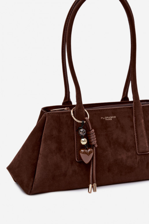 Eco Suede Bag With Keychain Chocolate Nelina