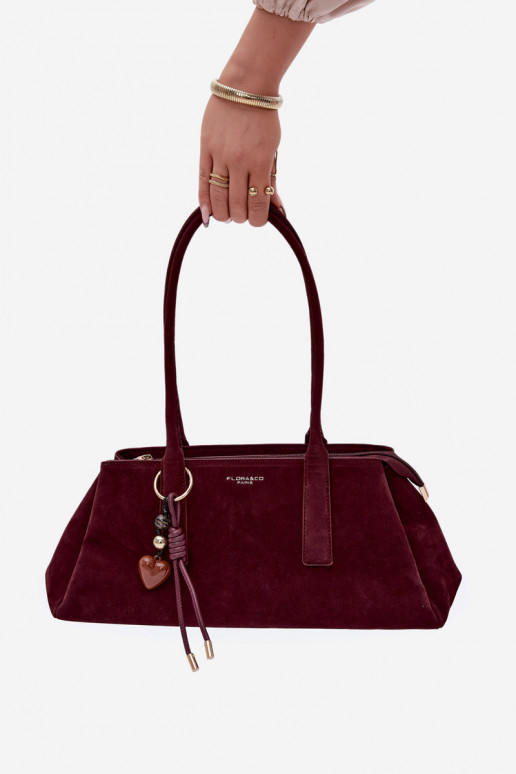 Eco Suede Bag With Keychain Bordeaux Nelina