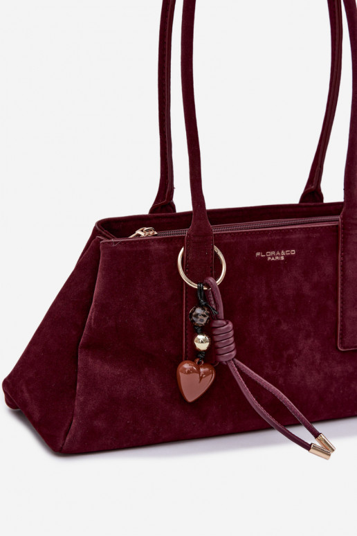 Eco Suede Bag With Keychain Bordeaux Nelina