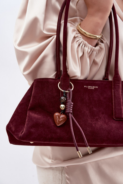 Eco Suede Bag With Keychain Bordeaux Nelina