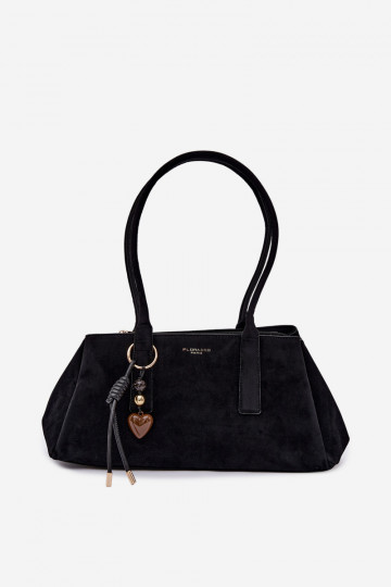 Eco Suede Bag With Keychain Black Nelina