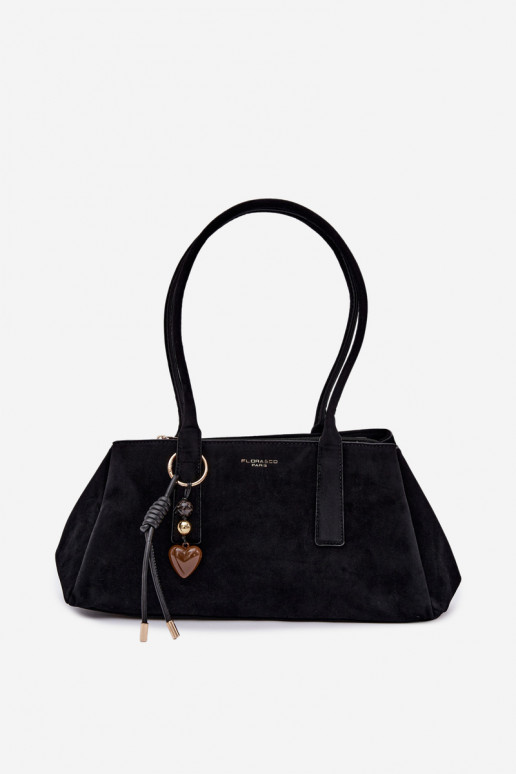 Eco Suede Bag With Keychain Black Nelina
