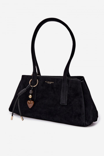 Eco Suede Bag With Keychain Black Nelina 2