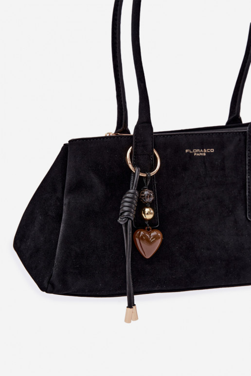 Eco Suede Bag With Keychain Black Nelina