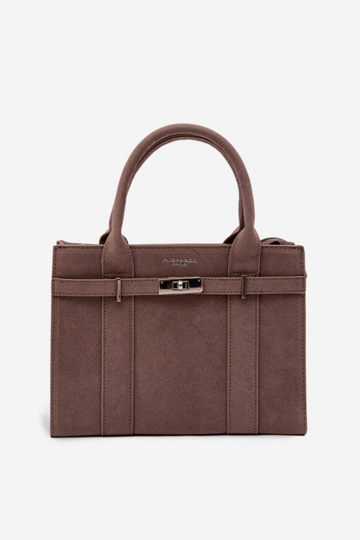 Box-shaped Bag Dark Beige Imitation Suede Noressa