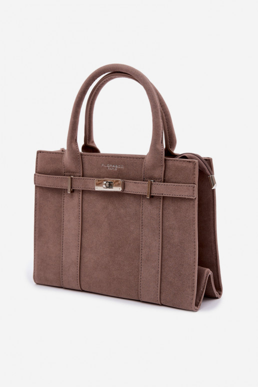 Box-shaped Bag Dark Beige Imitation Suede Noressa