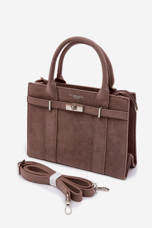 Box-shaped Bag Dark Beige Imitation Suede Noressa