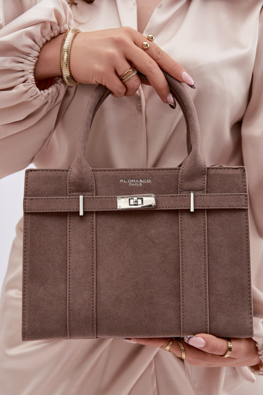 Box-shaped Bag Dark Beige Imitation Suede Noressa