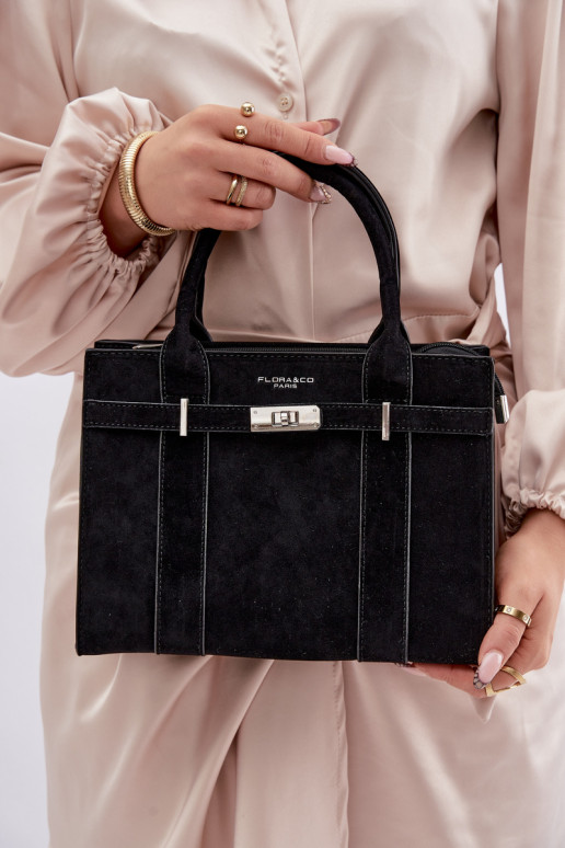 Black Noressa Faux Suede Box Bag