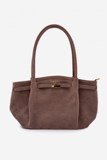 Eco Suede Dark Beige Shopper Bag Elleea