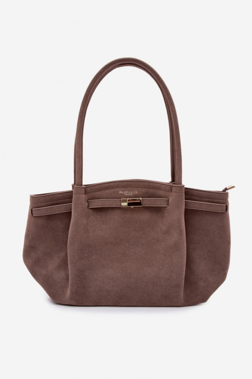 Eco Suede Dark Beige Shopper Bag Elleea
