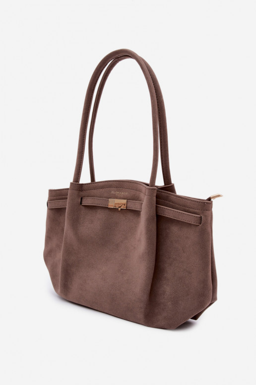 Eco Suede Dark Beige Shopper Bag Elleea