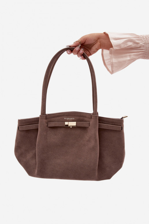 Eco Suede Dark Beige Shopper Bag Elleea