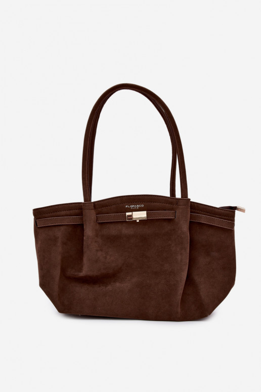 Chocolate Eco Suede Shopper Bag Elleea