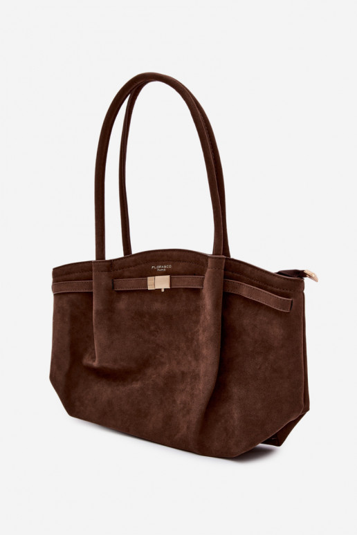 Chocolate Eco Suede Shopper Bag Elleea