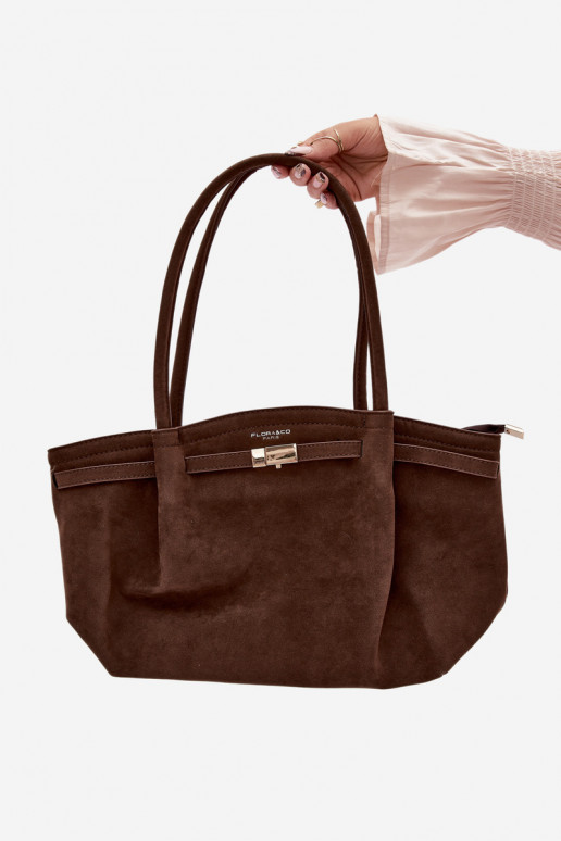 Chocolate Eco Suede Shopper Bag Elleea