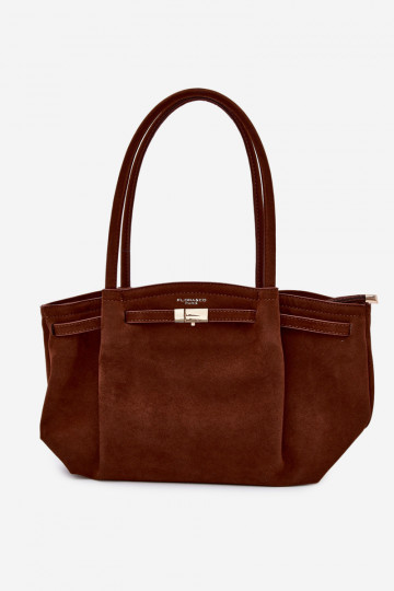 Camel Eleea Eco Suede Shopper Bag