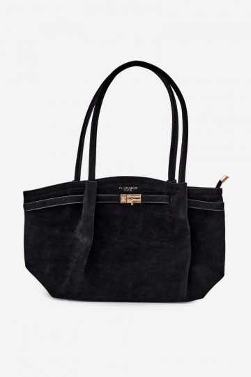 Black Eco Suede Shopper Bag Elleea