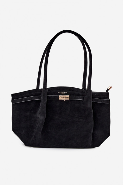 Black Eco Suede Shopper Bag Elleea