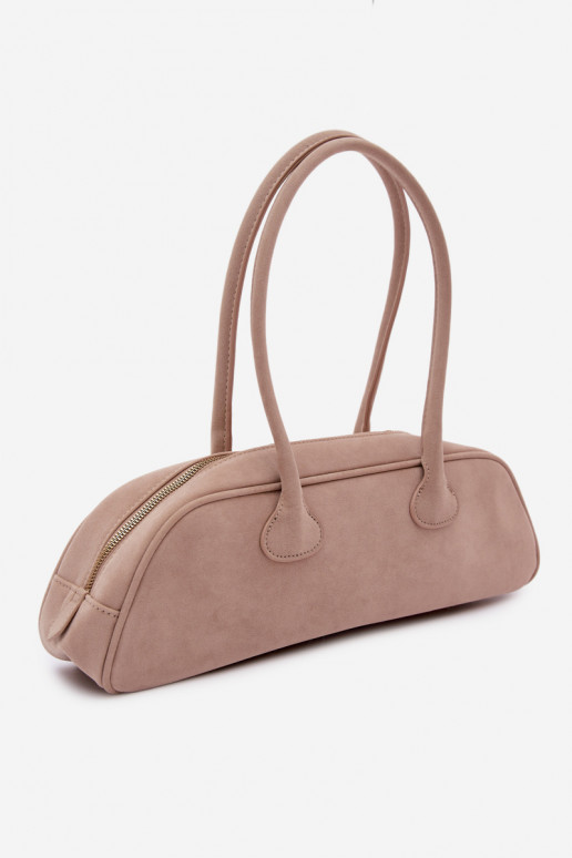 Baguette Bag Made of Faux Suede With Dachshund Charm Beige Annette