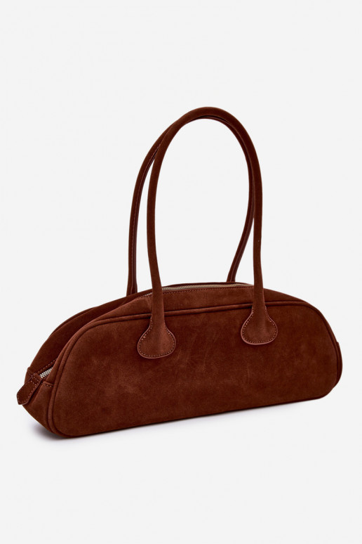 Camel Imitation Suede Baguette Bag With Dachshund Charm Annette