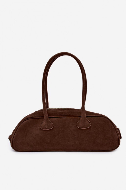 Chocolate Bagietka Bag from Faux Suede with Dachshund Charm Annette