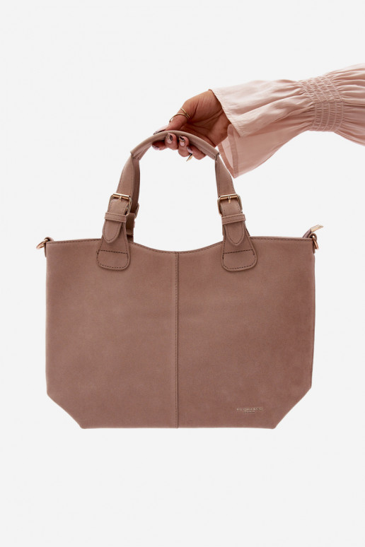 Beige Imitation Suede Bag Clarette