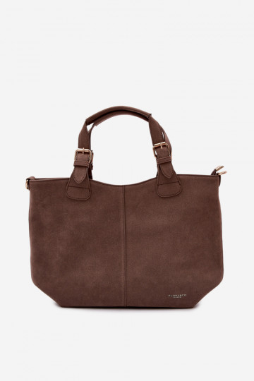 Clarette Dark Beige Faux Suede Bag