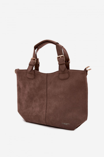 Clarette Dark Beige Faux Suede Bag 2