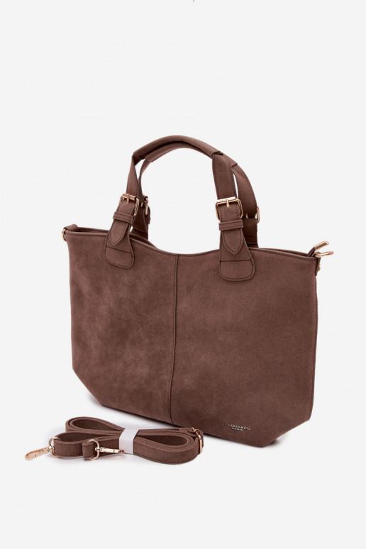 Clarette Dark Beige Faux Suede Bag