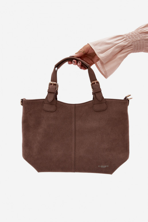 Clarette Dark Beige Faux Suede Bag