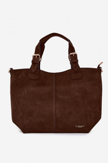 Chocolate Faux Suede Bag Clarette