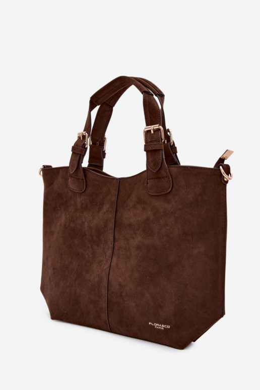 Chocolate Faux Suede Bag Clarette