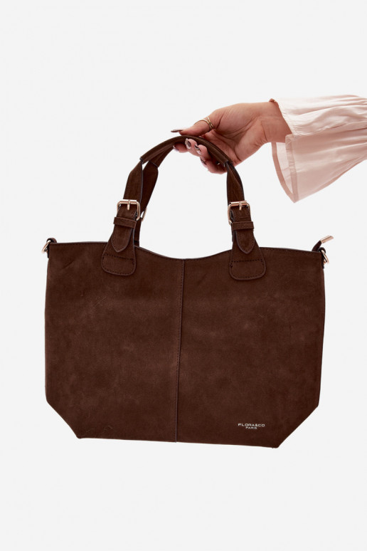 Chocolate Faux Suede Bag Clarette