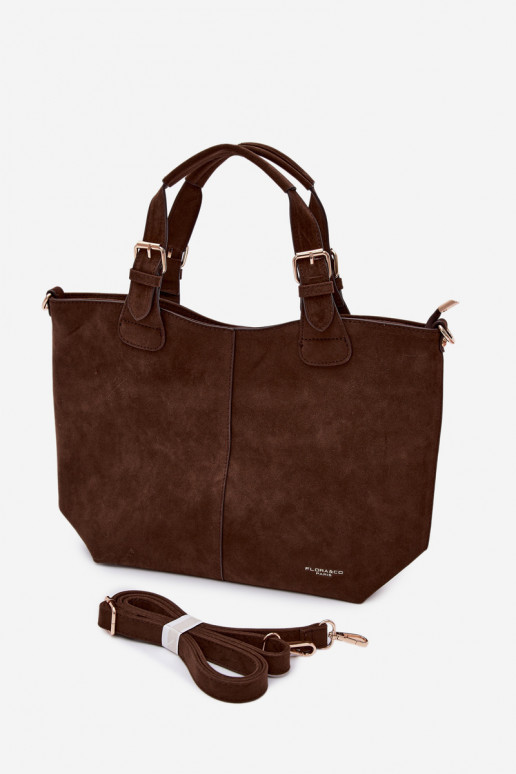 Chocolate Faux Suede Bag Clarette