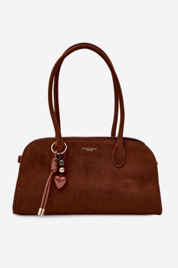 Bag with Keychain and Clips Eco Suede Camel Violette