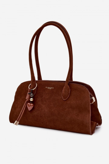 Bag with Keychain and Clips Eco Suede Camel Violette 2