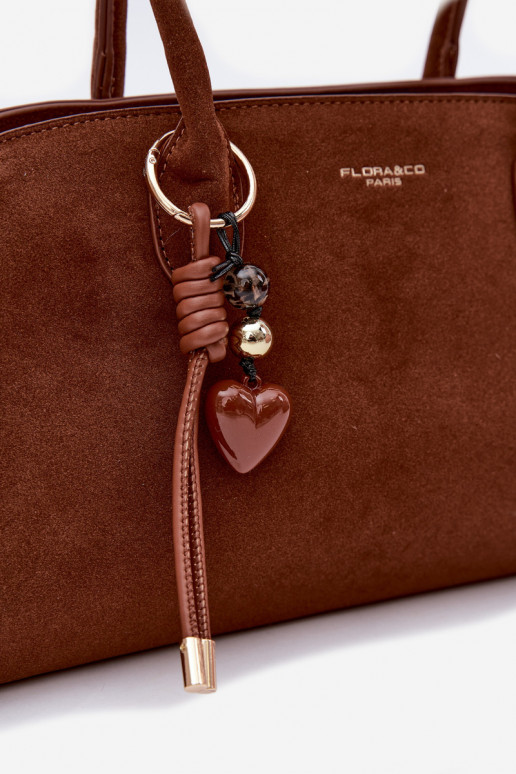 Bag with Keychain and Clips Eco Suede Camel Violette