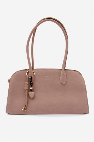 Violette Eco Suede Light Beige Bag With Keychain and Clips