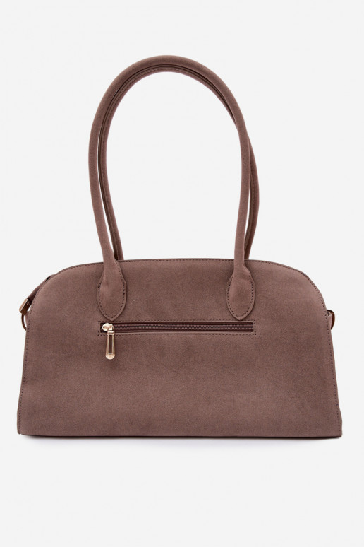 Eco Suede Dark Beige Violette Bag With Keychain and Clamps