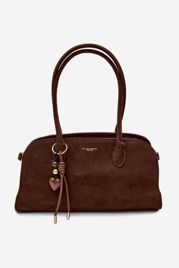 Violette Eco Suede Chocolate Bag with Keychain and Clips
