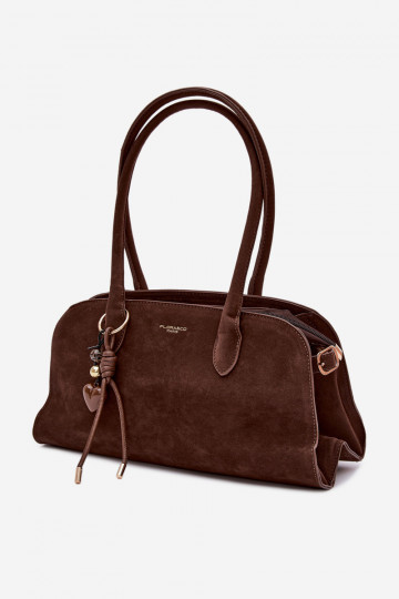 Violette Eco Suede Chocolate Bag with Keychain and Clips 2
