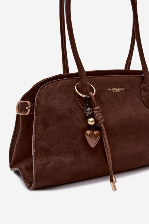 Violette Eco Suede Chocolate Bag with Keychain and Clips