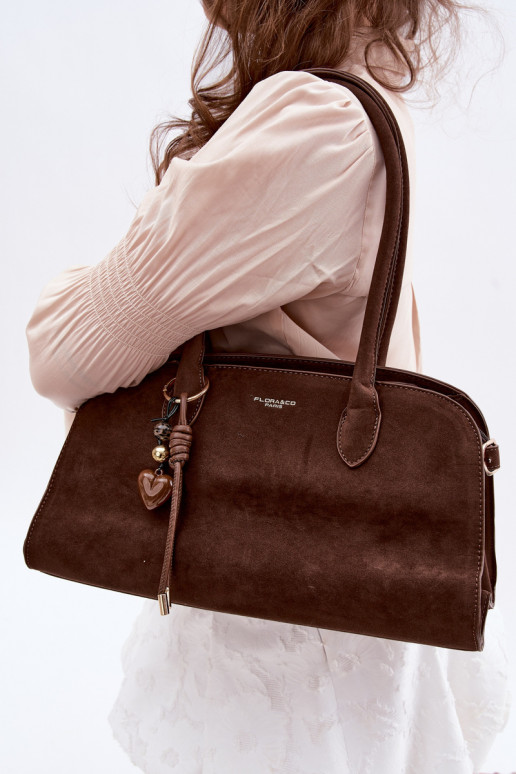 Violette Eco Suede Chocolate Bag with Keychain and Clips