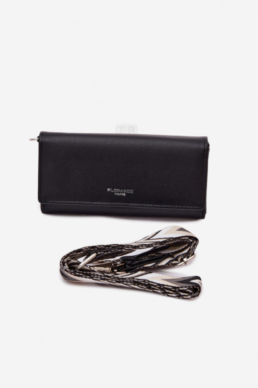 Black Suzette 2-in-1 Wallet Clutch With Strap