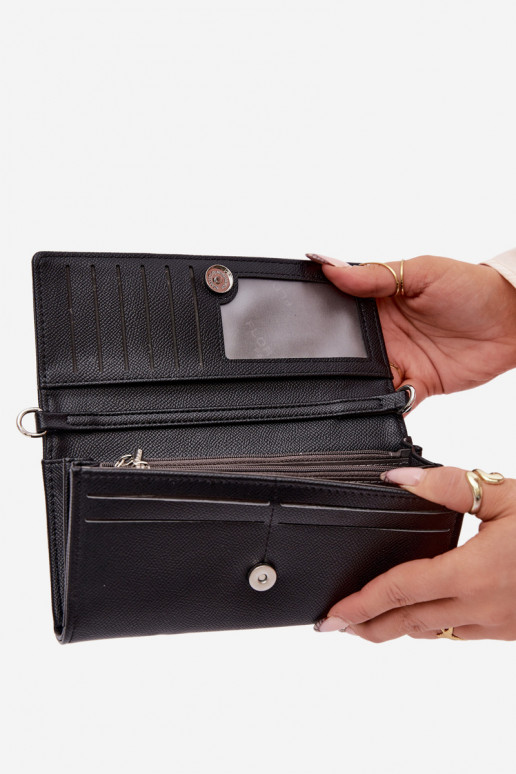 Black Suzette 2-in-1 Wallet Clutch With Strap