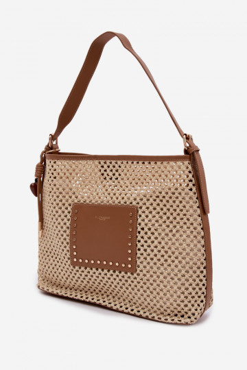 Beige Bag with Woven Detail and Keychain for Summer Fayette 2