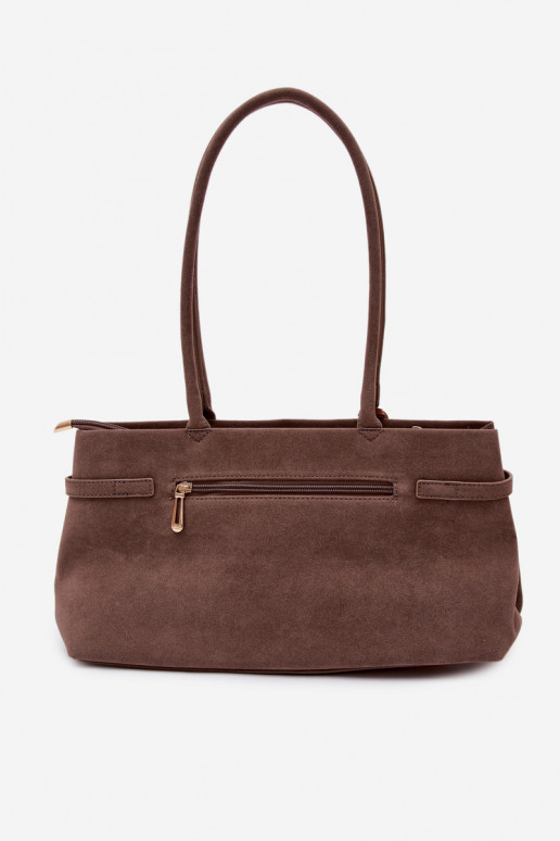 Dark Beige Faux Suede Dog Tag Bag Noellea