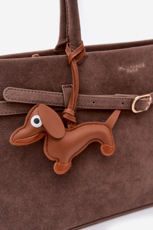 Dark Beige Faux Suede Dog Tag Bag Noellea