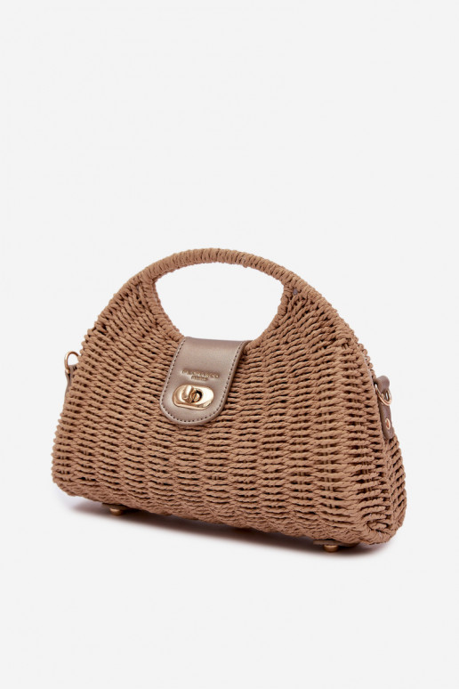 Woven Small Bag with Detachable Strap Brown-Gold Delphine
